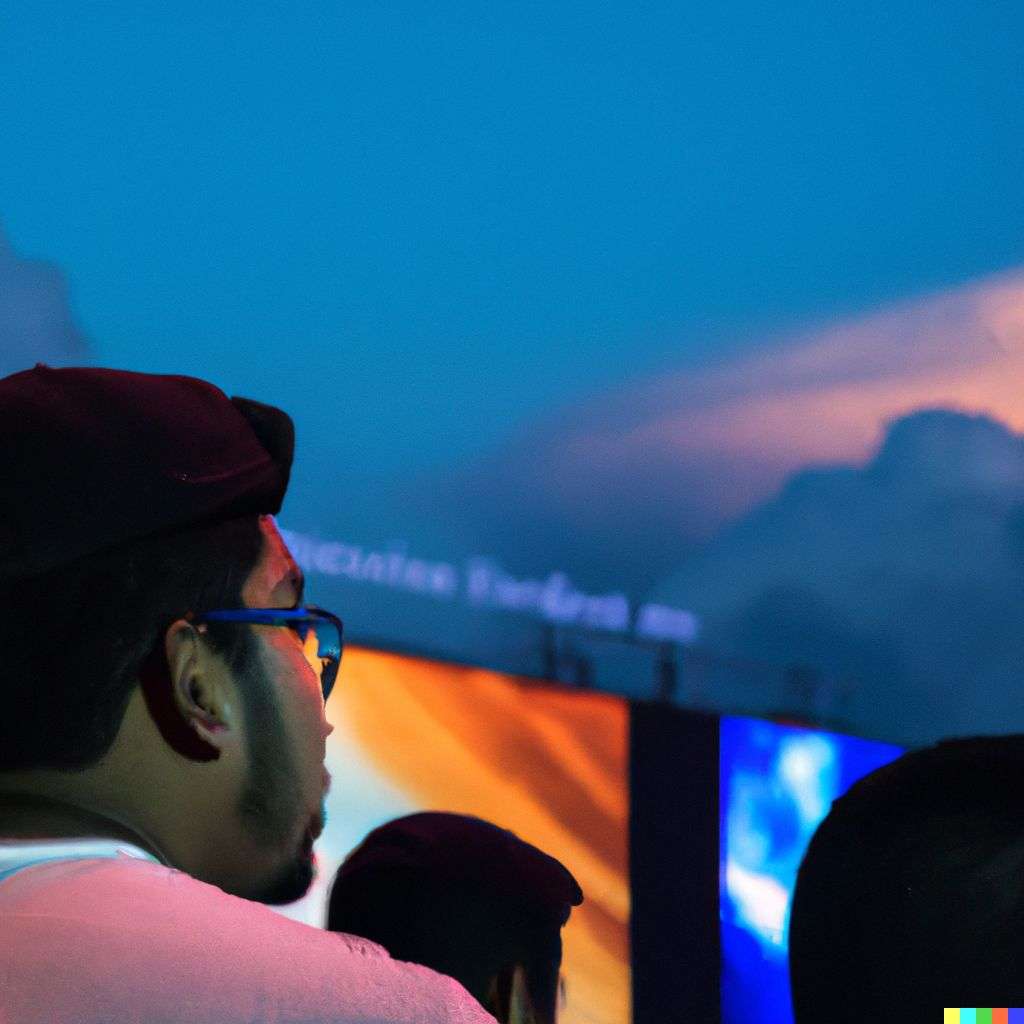 someone gazing at Mount Everest at a music concert